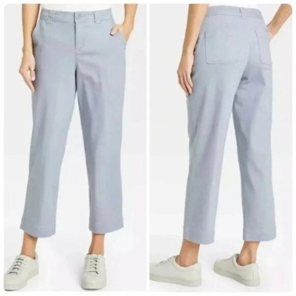 A New Day Pants Gray High Rise Straight Crop Stretch Womens Size 4 - Picture 1 of 7